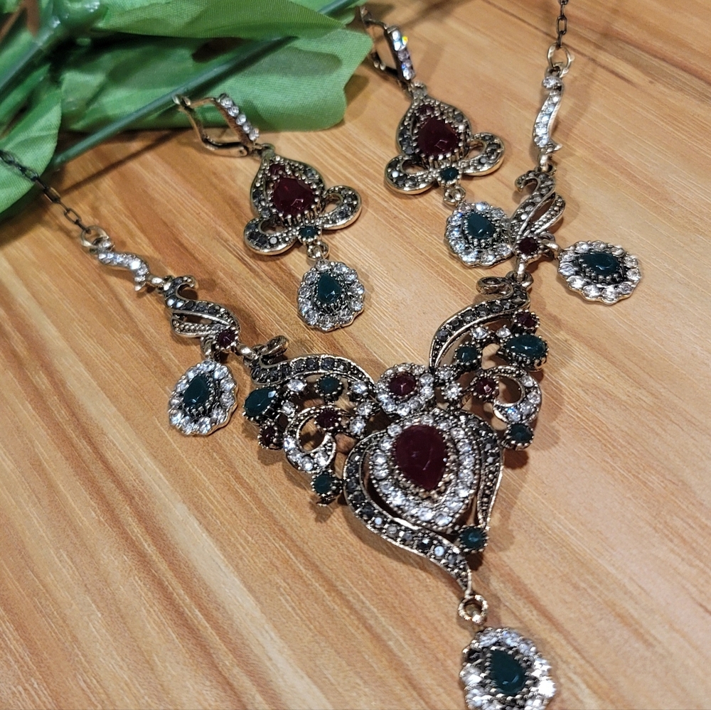Turkish Vintage Loking JewelrySet for Women,NEW,2Pcs,Ancient,Wedding, Bridal Set - Picture 4 of 17